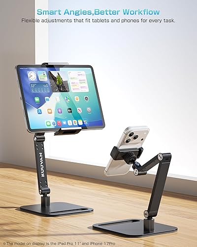 Miniatura 2 de Soporte para tableta para iPad, soporte de monitor portátil de 15.6 pulgadas, 17.3 pulgadas, soporte de brazo plegable de aleación de aluminio con