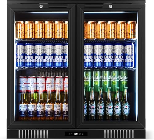 Miniatura 1 de Refrigerador de barra trasera con puerta de cristal, refrigerador comercial para cerveza, bebida y refrescos con control de temperatura, 7.2 pies
