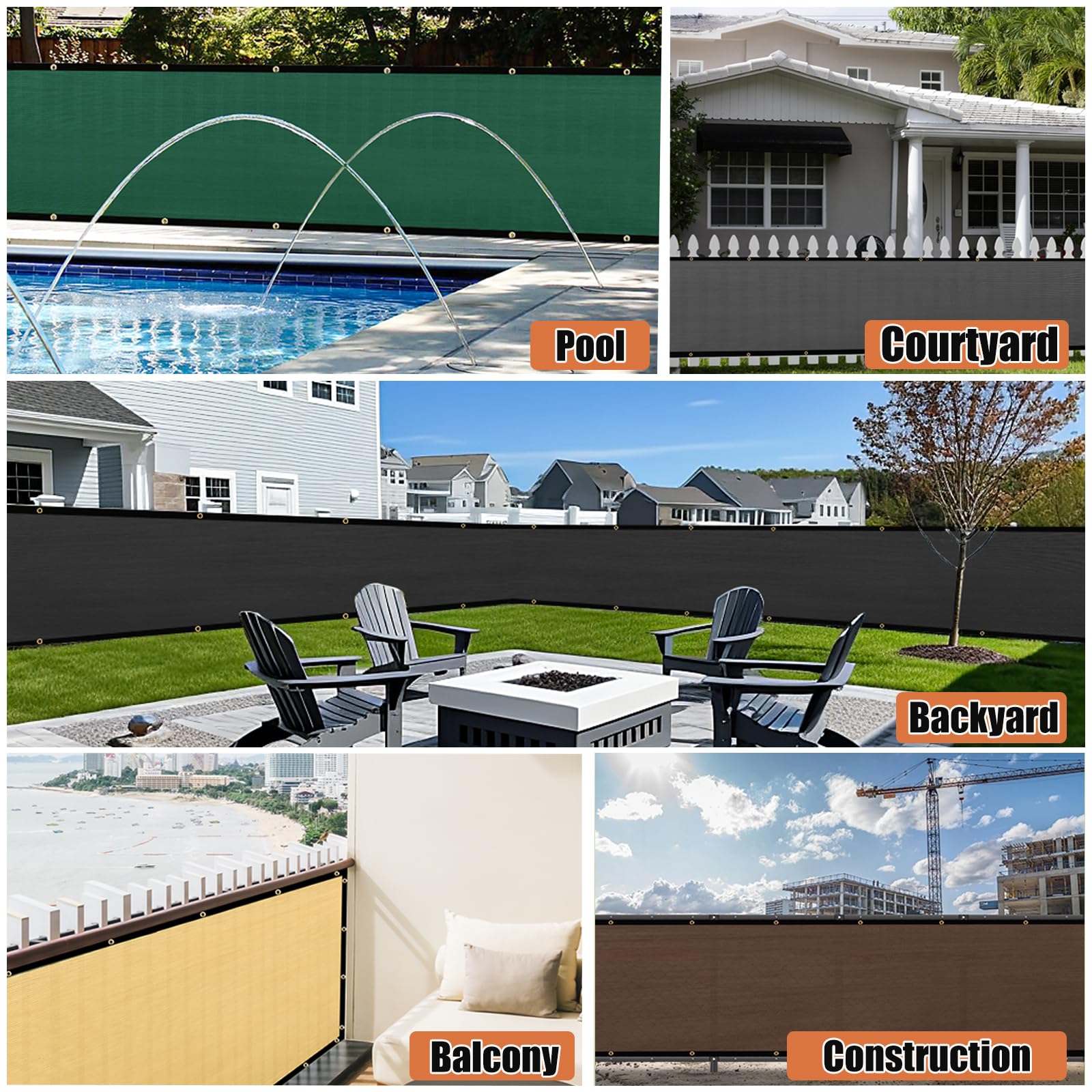 SUNLAX Rejilla Para Valla De Privacidad De 5 X 104 Pies, Cubierta De Red De  Malla, image size:1600x1600