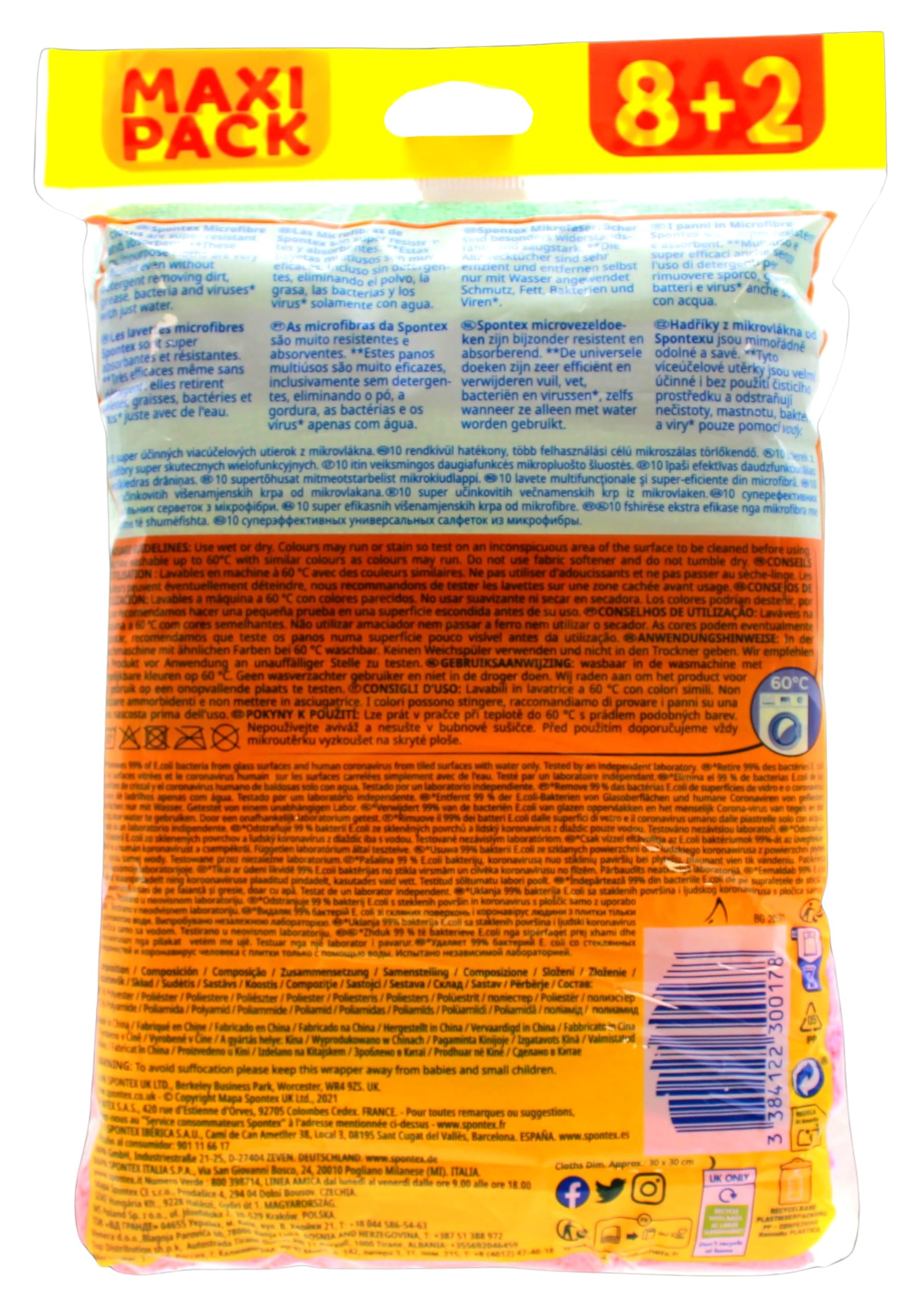 Spontex Microfibre Colletion Reinigungstücher 10 Stück, 10er Pack (10 x 10 Stück)
