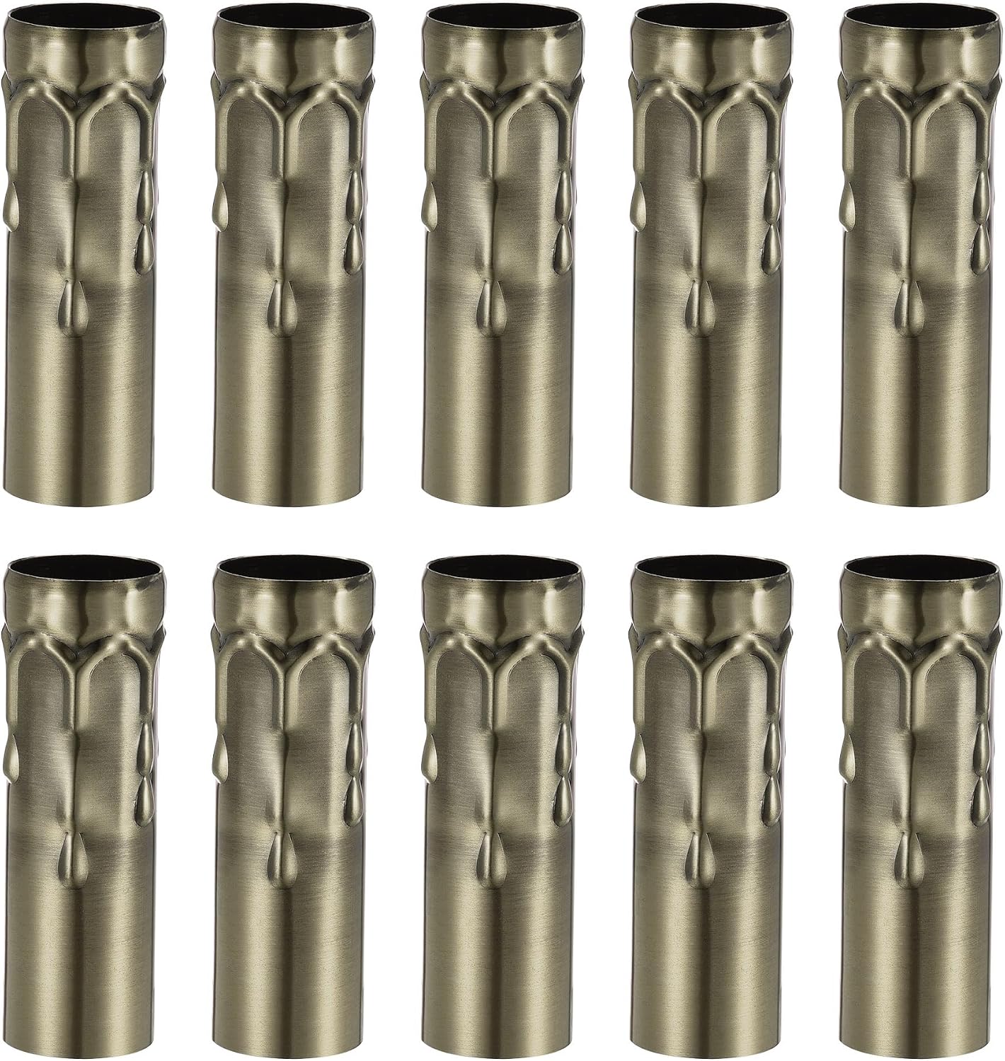 uxcell Candle Shape Socket Covers Sleeves 3 Inch Tall Iron Candelabra Base for E14 Chandelier, Black Pack of 10