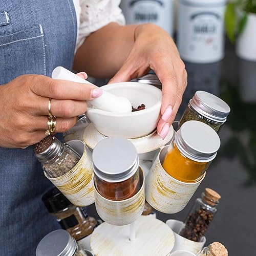 Miniatura 10 de Made Easy Kit Organizador de carrusel para especias y condimentos con mortero y mortero (negro)