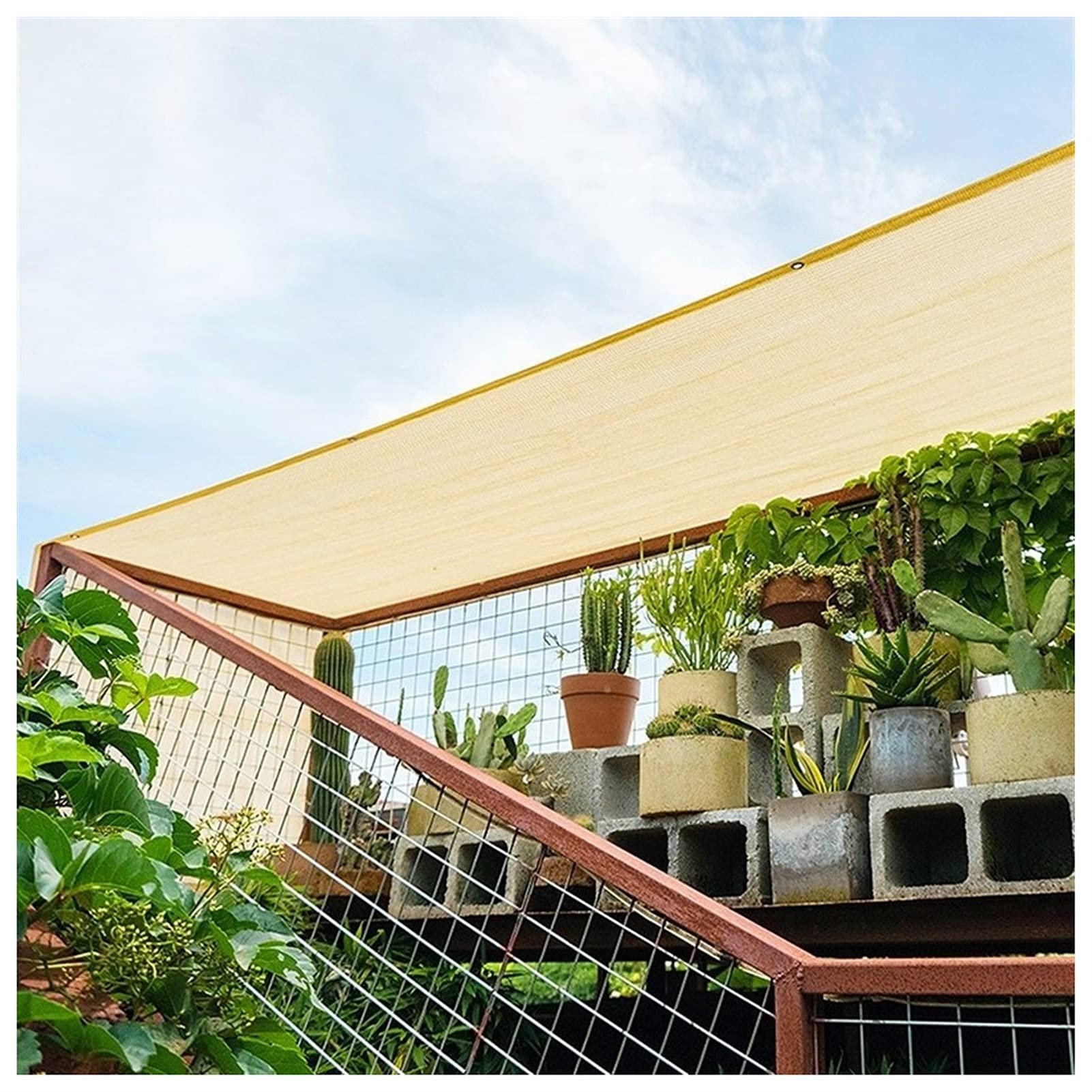 GLDYTVF Outdoor Garden Sun Shade Net Awning Canopy Anti UV Rectangle 4x6m Sand Color for Patio Party