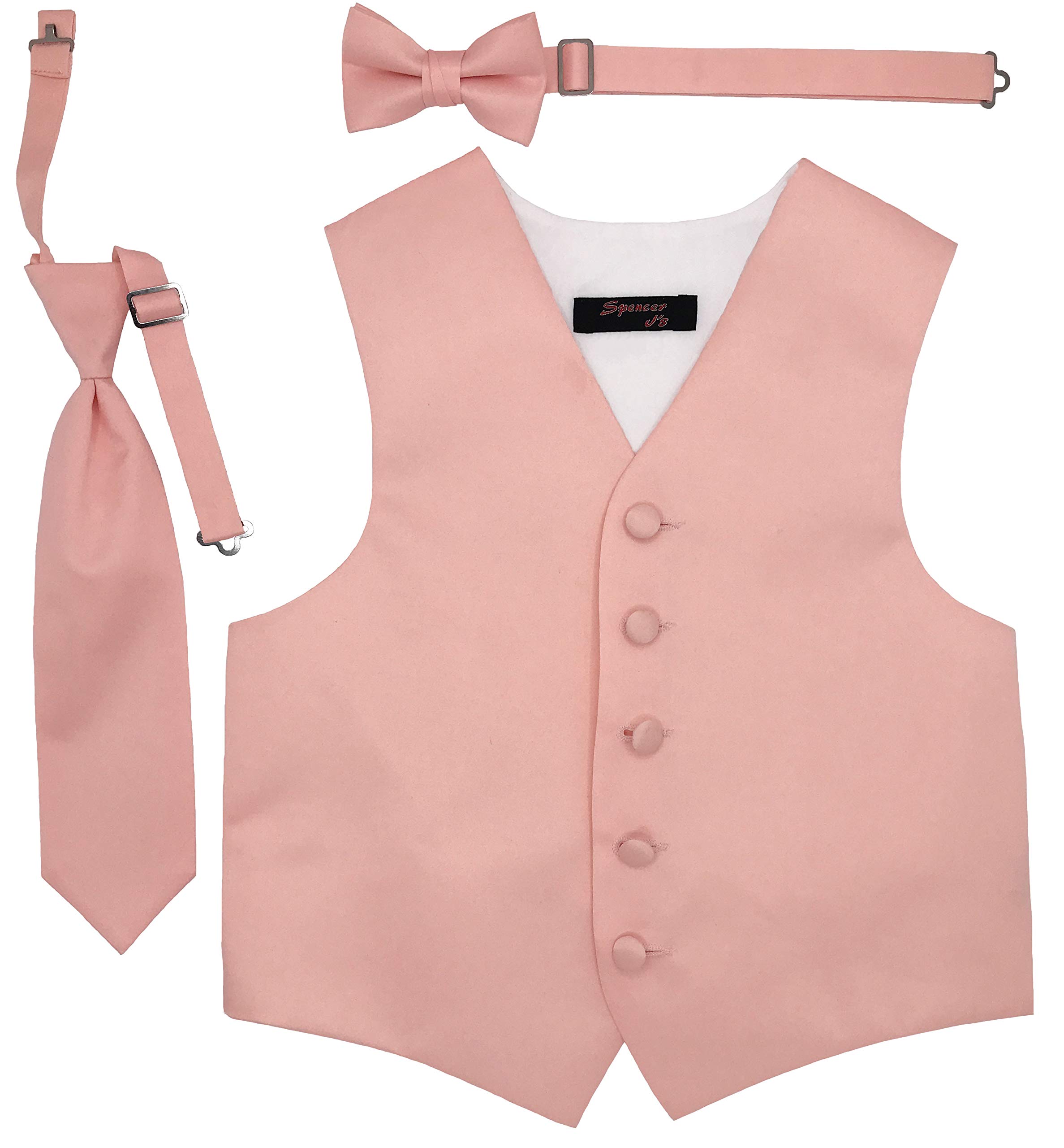 Spencer J's Boys Formal Suit Tuxedo Vest Tie and Bowtie Set Variety of Colors