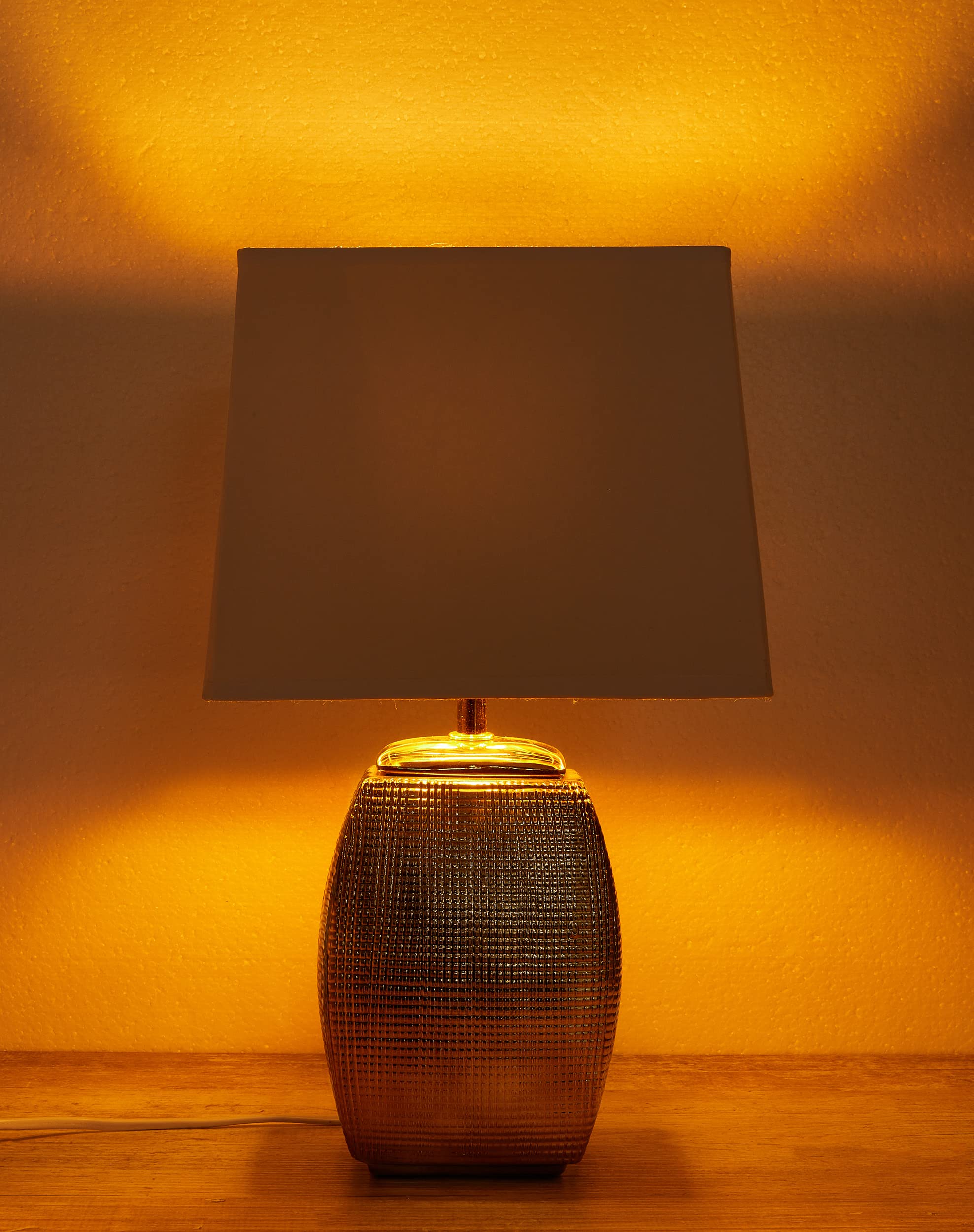 BRUBAKER doppio set Lampade da tavolo o comodino - 38 cm - oro - basi in ceramica - paralumi in cotone bianco