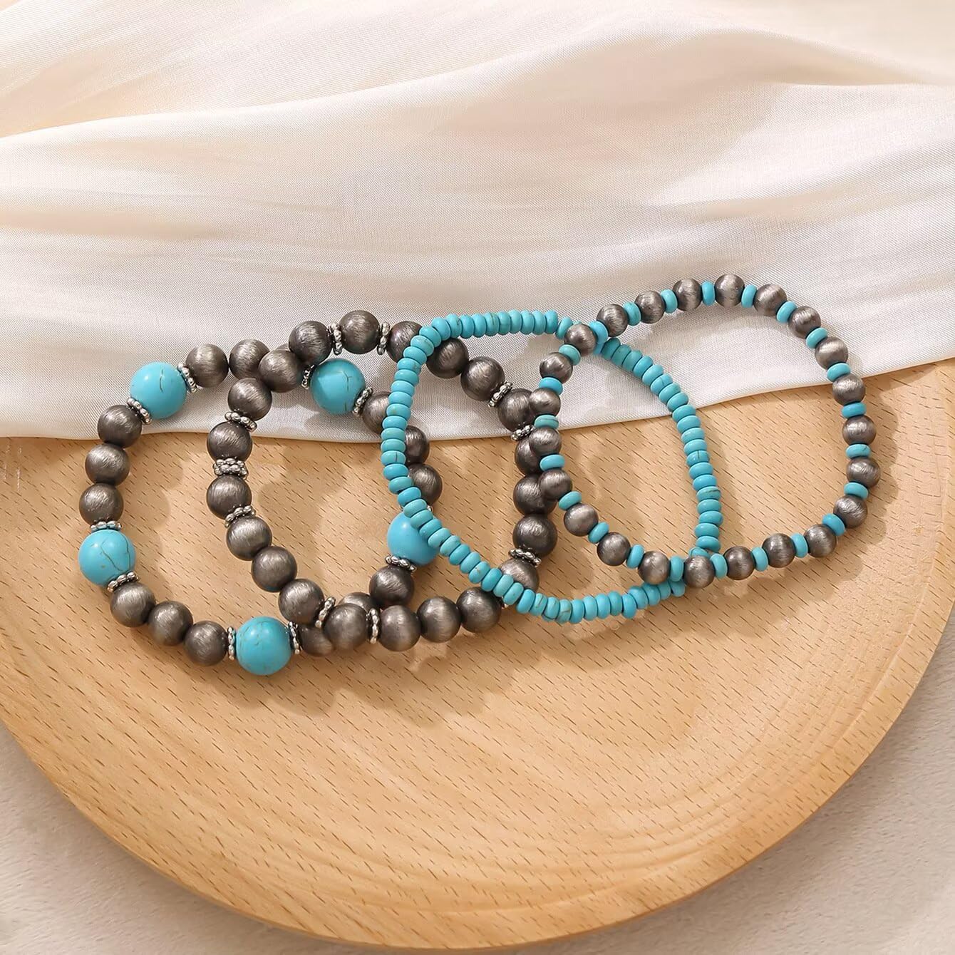Bohemian Navajo Pearl Bracelet for Men Women Country Western Turquoise Vintage Layered Beaded Pearl Stackable Stretch Bracelets Cowgirl Jewelry - Image 4