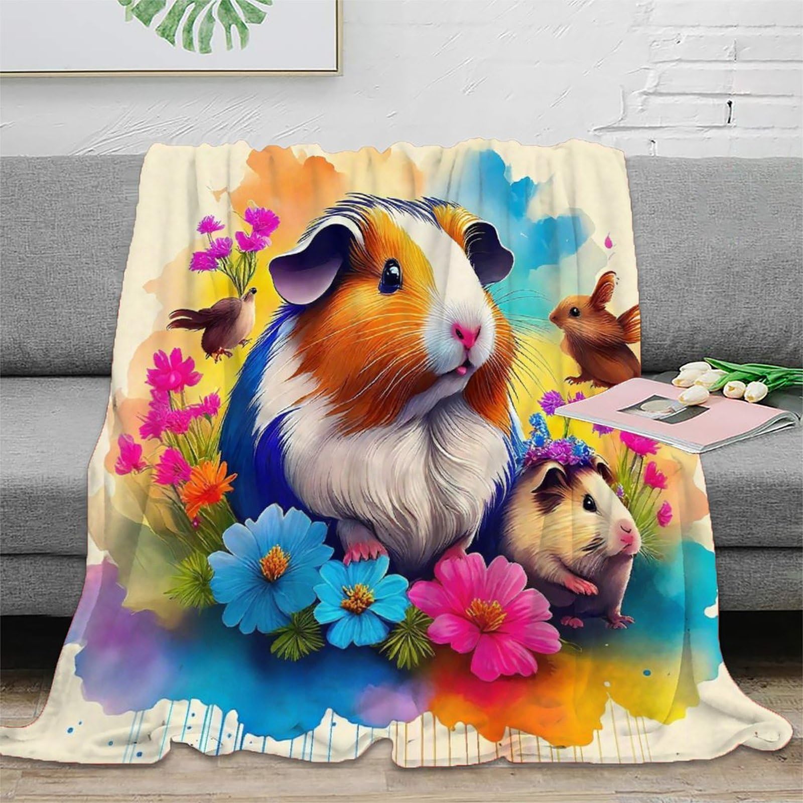 Couverture cochon d'Inde chaude en peluche pour vos soirées cocooning au salon