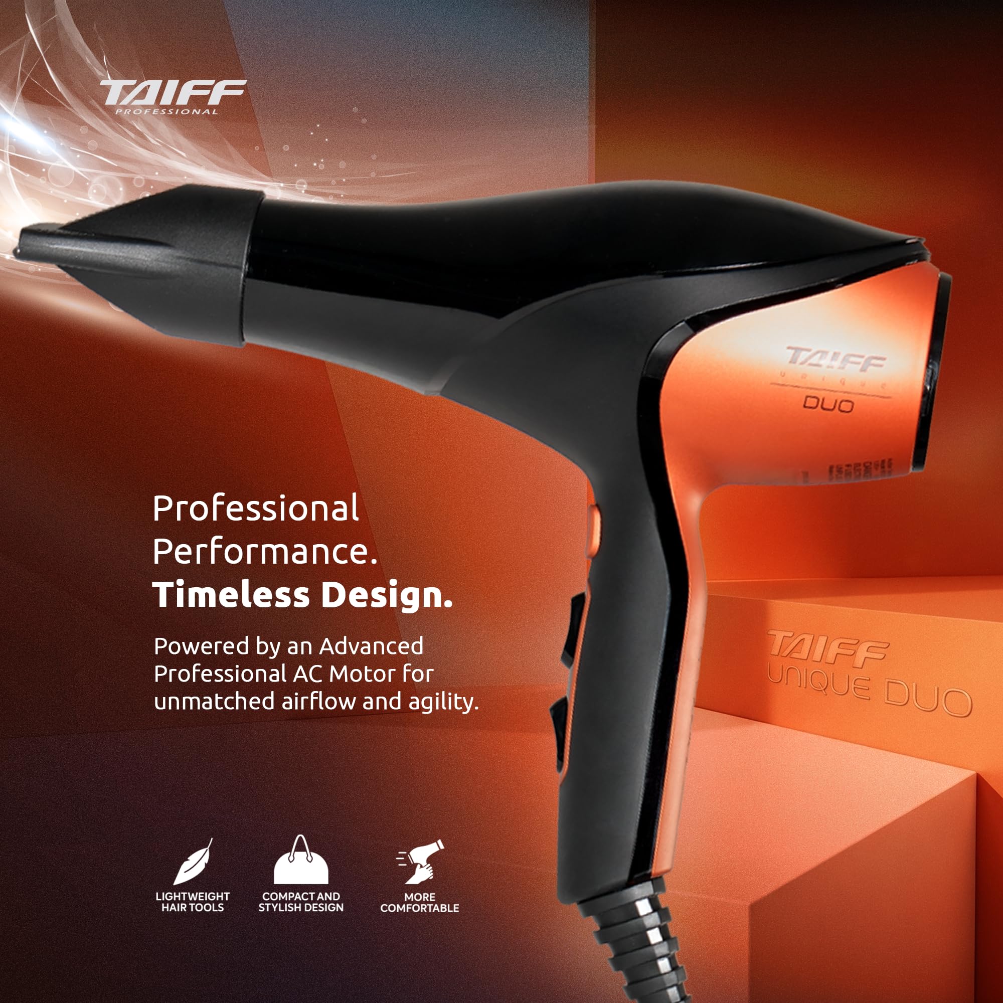 ヘアドライヤー Professional hairdryer duo 1200W Taiff Unique Duo Professional Blow Hair Dryer – Dual Voltage (127V