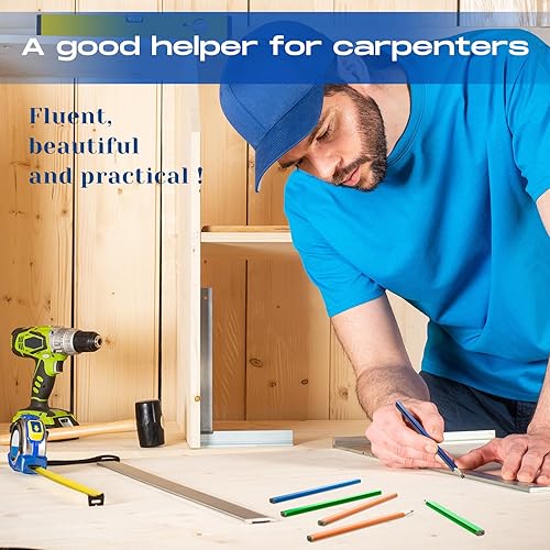 Vista 13 de Epakh 120 lápices de carpintero de 7 pulgadas, octogonal plano, negro, duro, lápices de marcado, contratista de construcción, herramientas