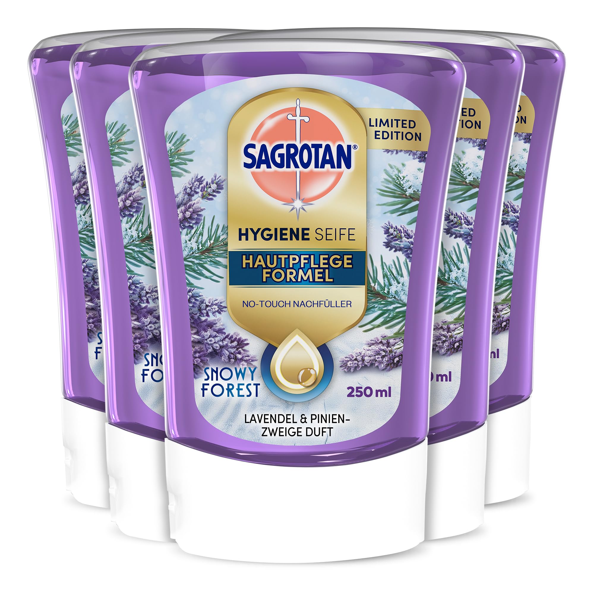 Sagrotan No-Touch Nachfüller Snowy Forest Limited Edition – Für den automatischen Seifenspender – 5x250ml