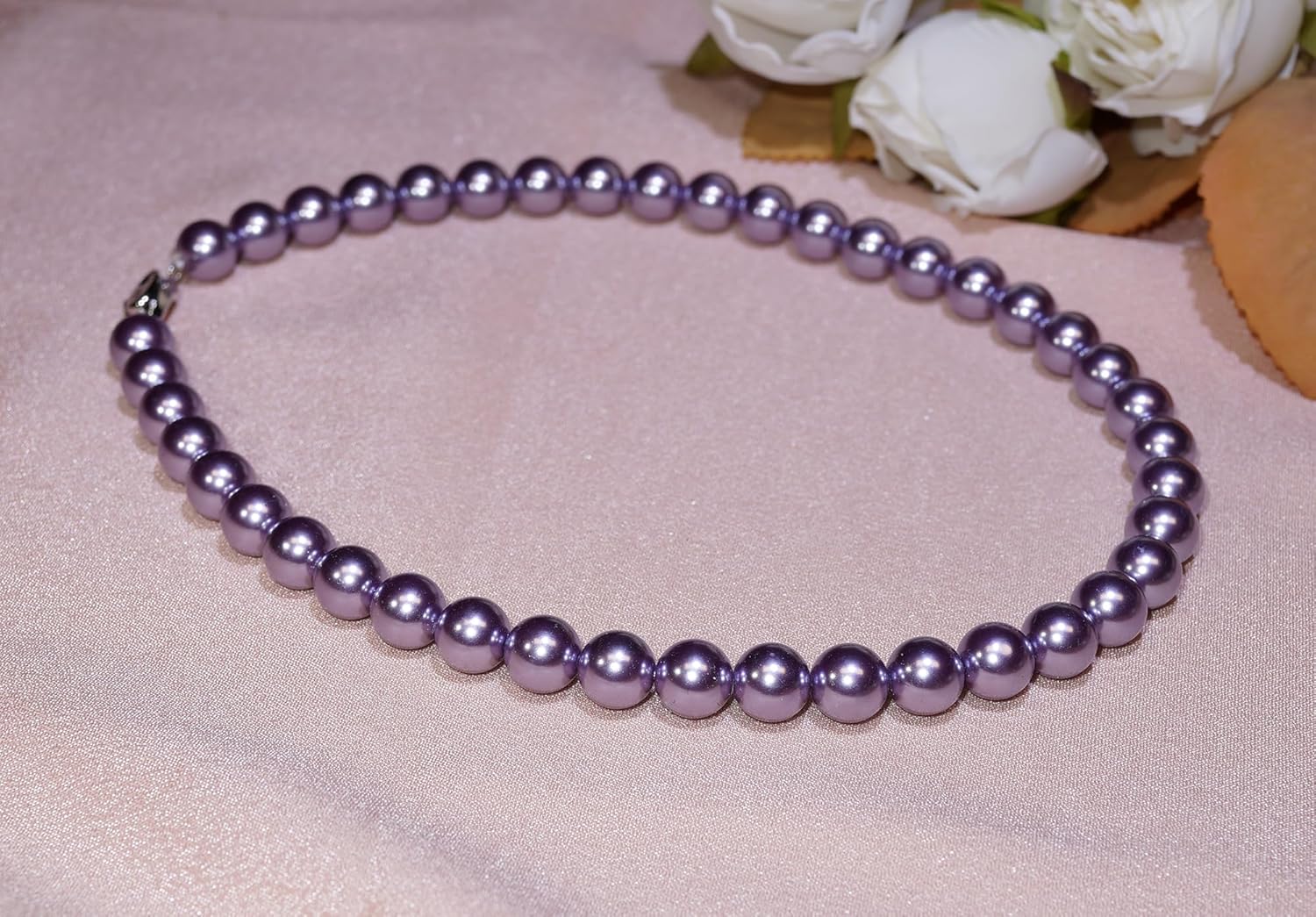8mm & 10mm South Sea Pearl Necklace for Women - 8mm & 10mm Tahitian Pearl Necklace Pearl Necklace for Women with 925 Sterling Silver Chain