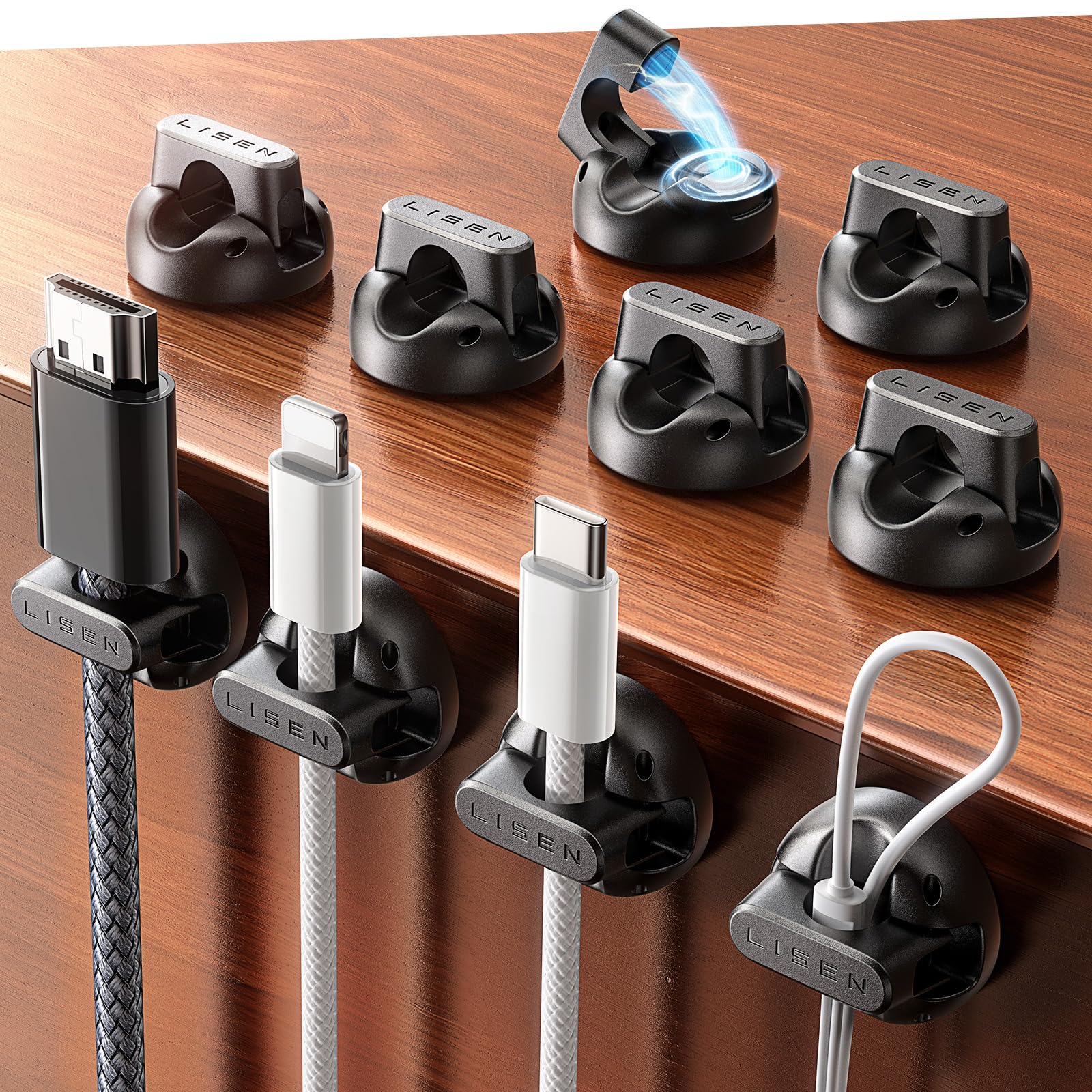 Photo 1 of 10 Pack Magnetic Cable Clips [2025 Minimum Size] LISEN Halloween Decor Christmas Decorations Indoor, Magnetic Cord Holder for Nightstand Desk, Cable Management for Home Office Organizer Dorm Wall Car