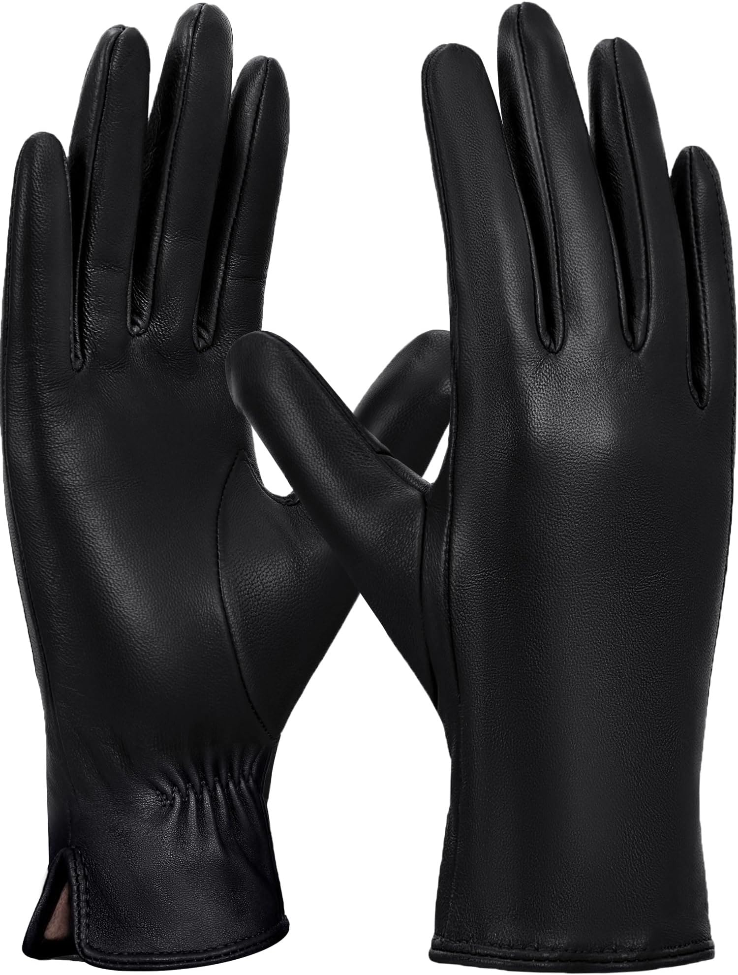 GSG Women's Chrome-Free Sheepskin Leather Gloves, Touchscreen Winter Driving Gloves, Wool-Cashmere Lined, Warm Cold Weather