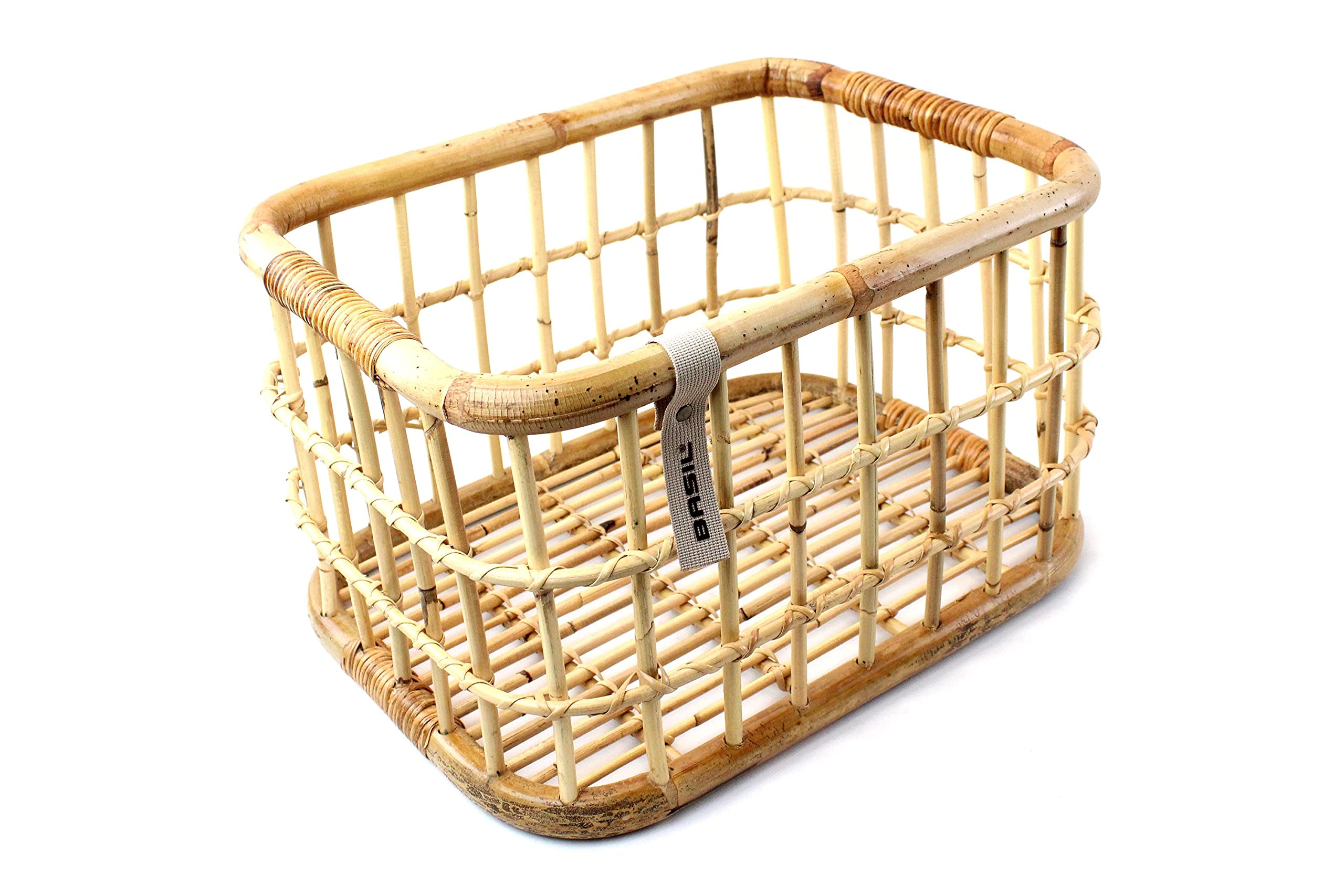 Basil Green Life Rattan Fahrradkorb - 30L - Handgeflochten - Braun