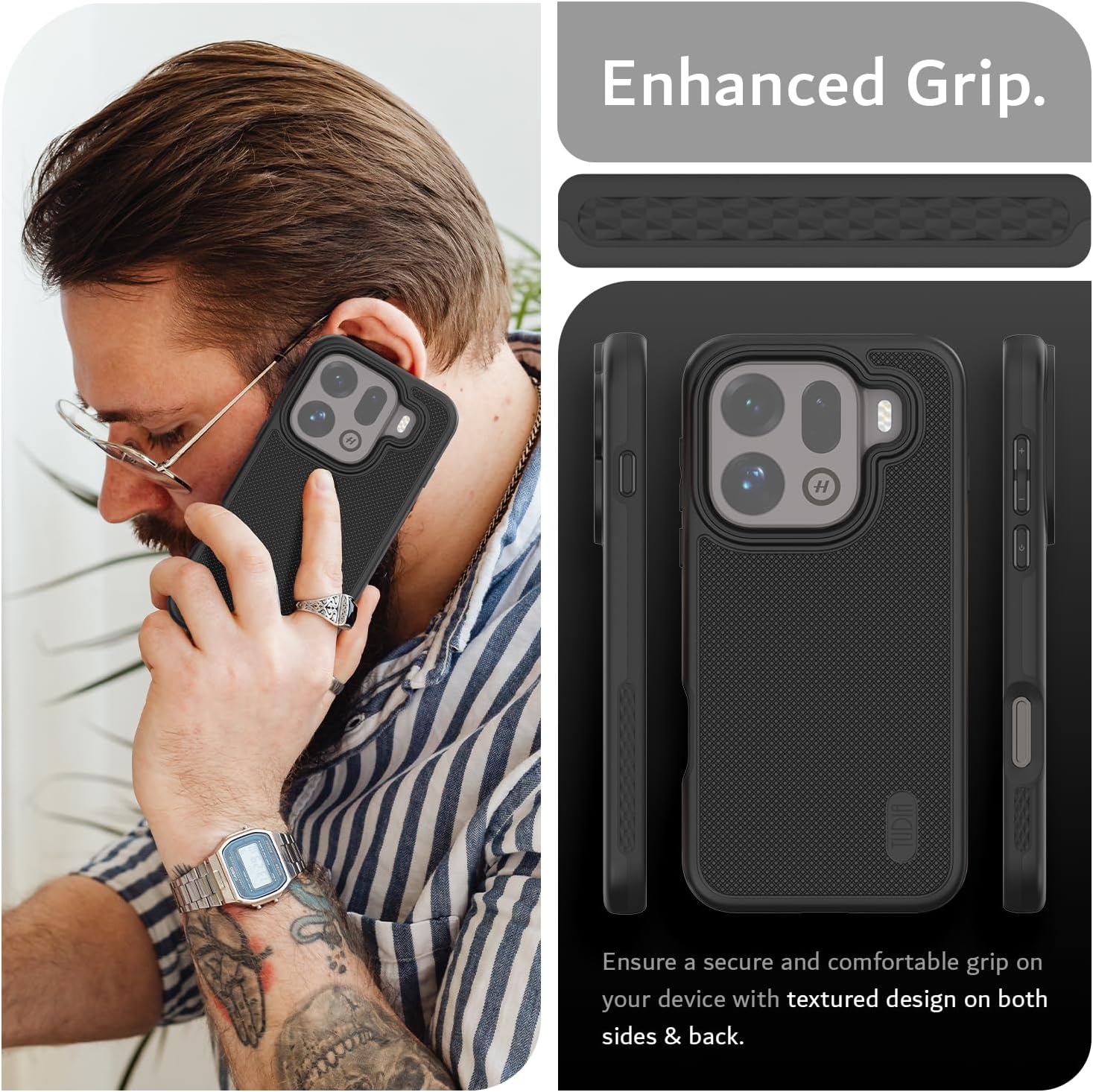 TUDIA MergeGrip [MagSafe Compatible] Designed for Oppo Find x9 Pro Case 5G - [Military Grade Drop Tested] Dual Layer Shockproof Slim Heavy Duty Tough Phone Cases Cover - Black