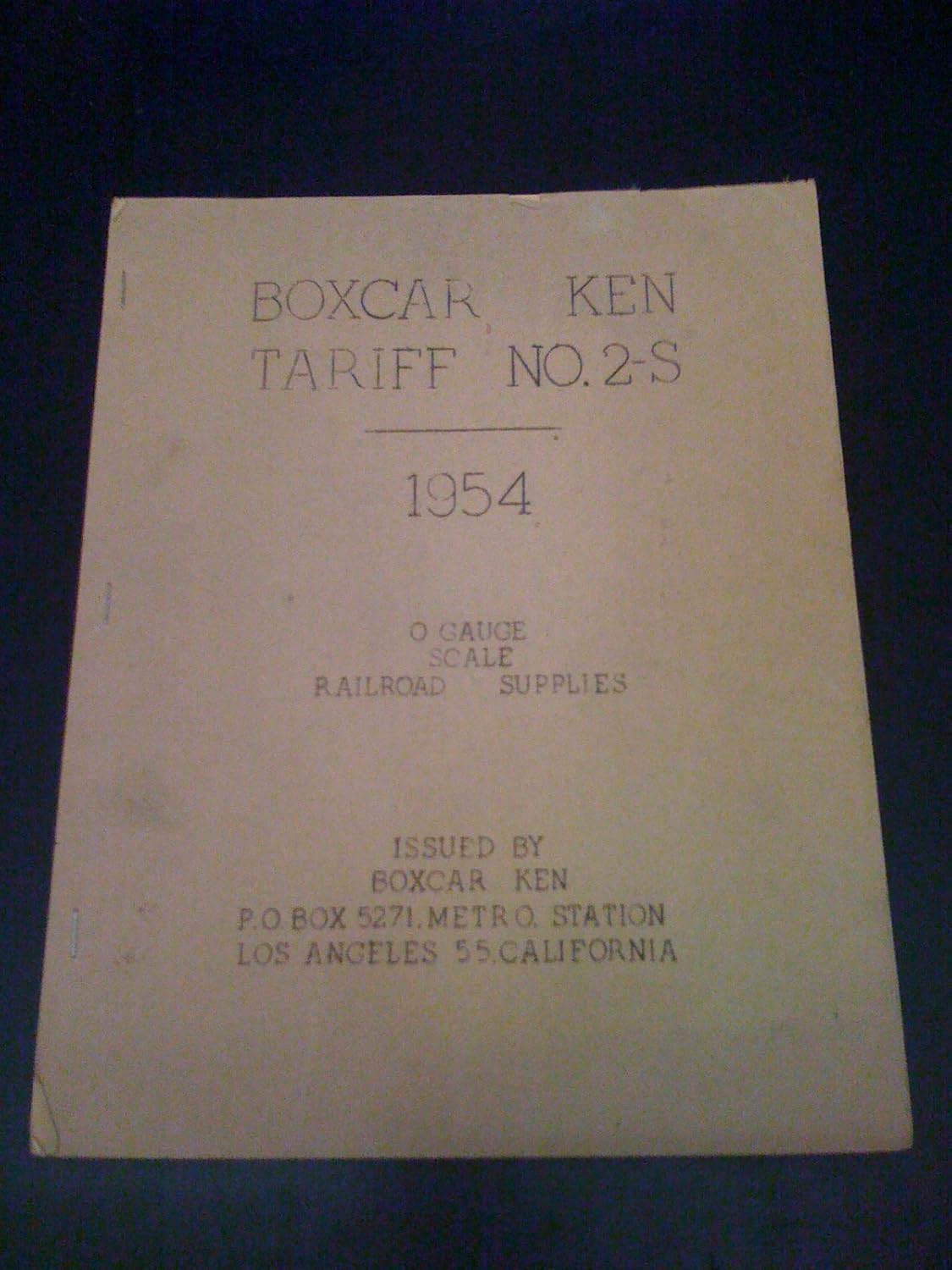 Boxcar Ken Catalog O Gauge Scale Railroad Supplies 1954 Boxcar Ken
