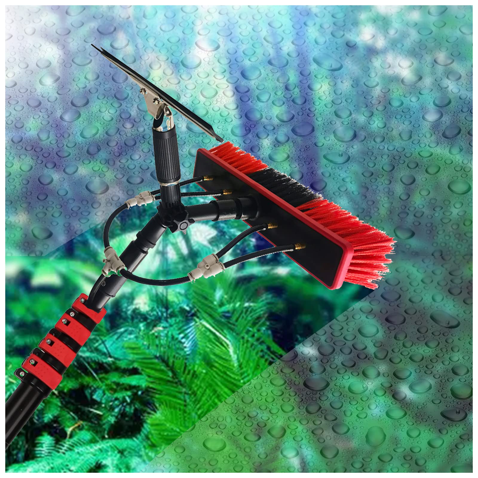 WXPGFEQ Window Cleaning Pole, Window Cleaning Brush, Water/Hose Fed Pole, Cleaning Photovoltaic and Solar Panels-30Ft/36Ft