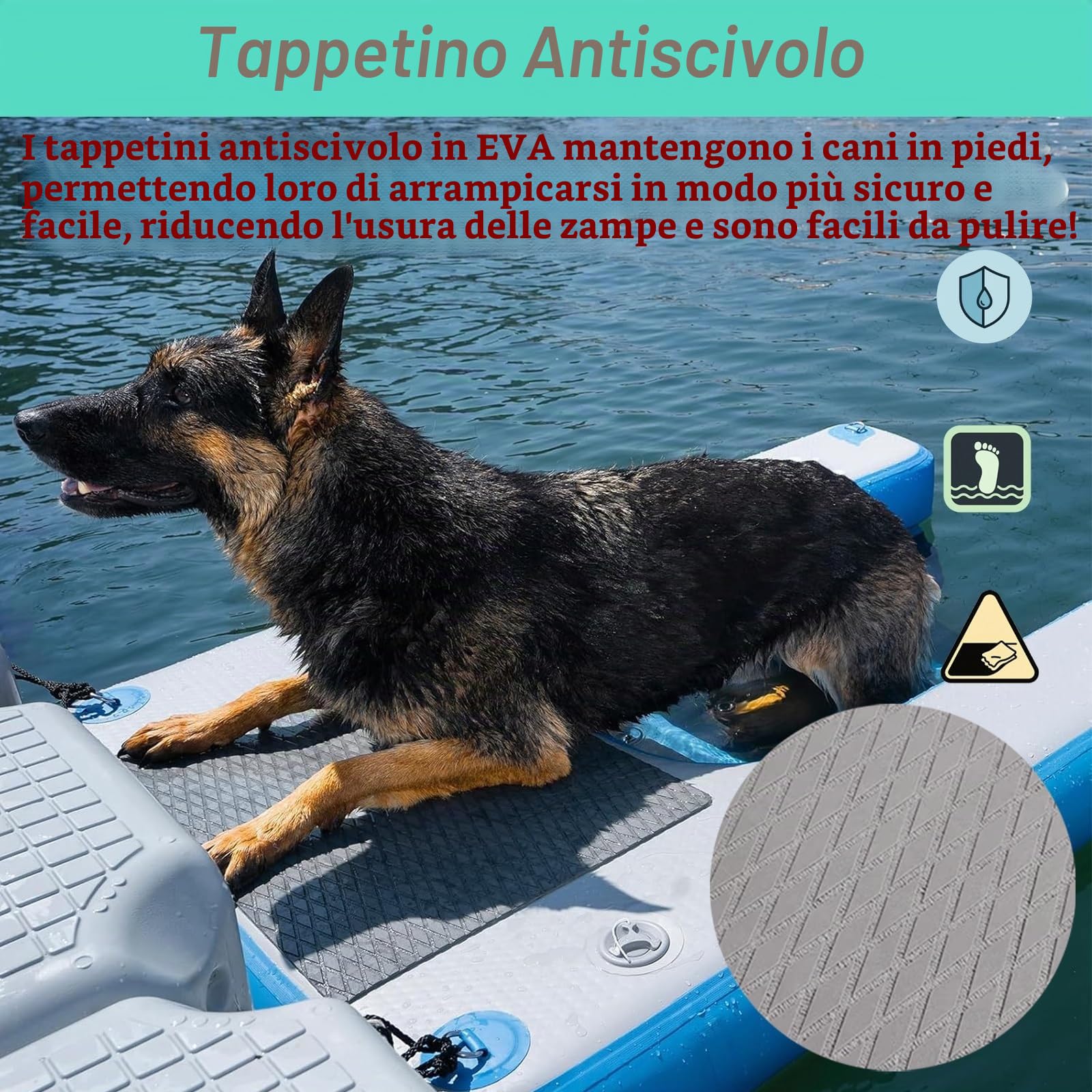 rampa gonfiabile per cani Rampa Per Piscina Per Cani Di Grossa Taglia, Rampa D'acqua Per Cani Pieghevole Con Cuscinetto Antiscivolo In Bacino Galleggiante