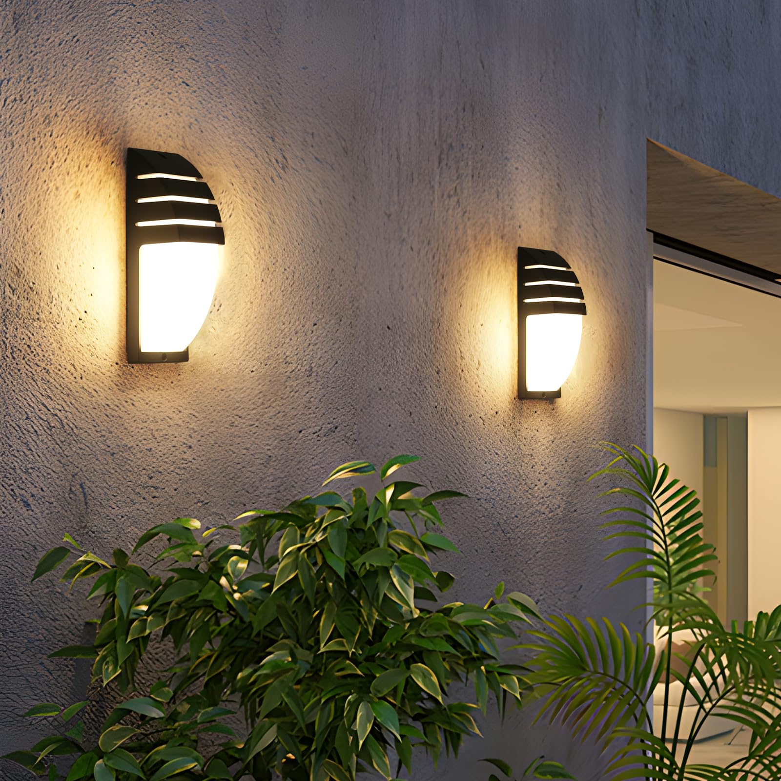 Goeco 2 Pack Lámparas de Pared LED Exterior, 12W 1300LM Apliques de Pared IP65 Impermeables, 3000K Luz Cálida Iluminación LED para Patio, Jardín, Dormitorio, Salón, 22.5CM x 8CM