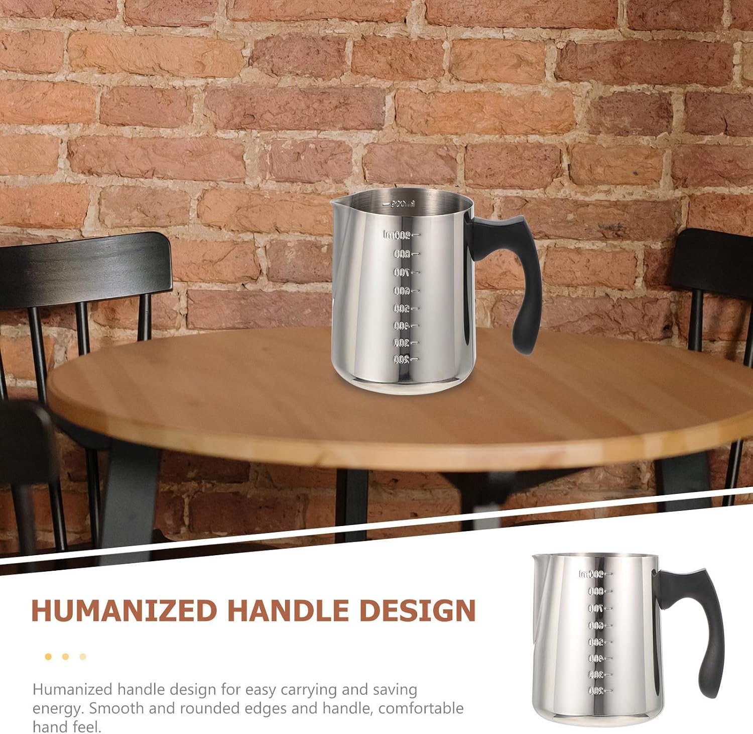 Ml Stainless Steel Frothing Pitcher with Handle and Spout