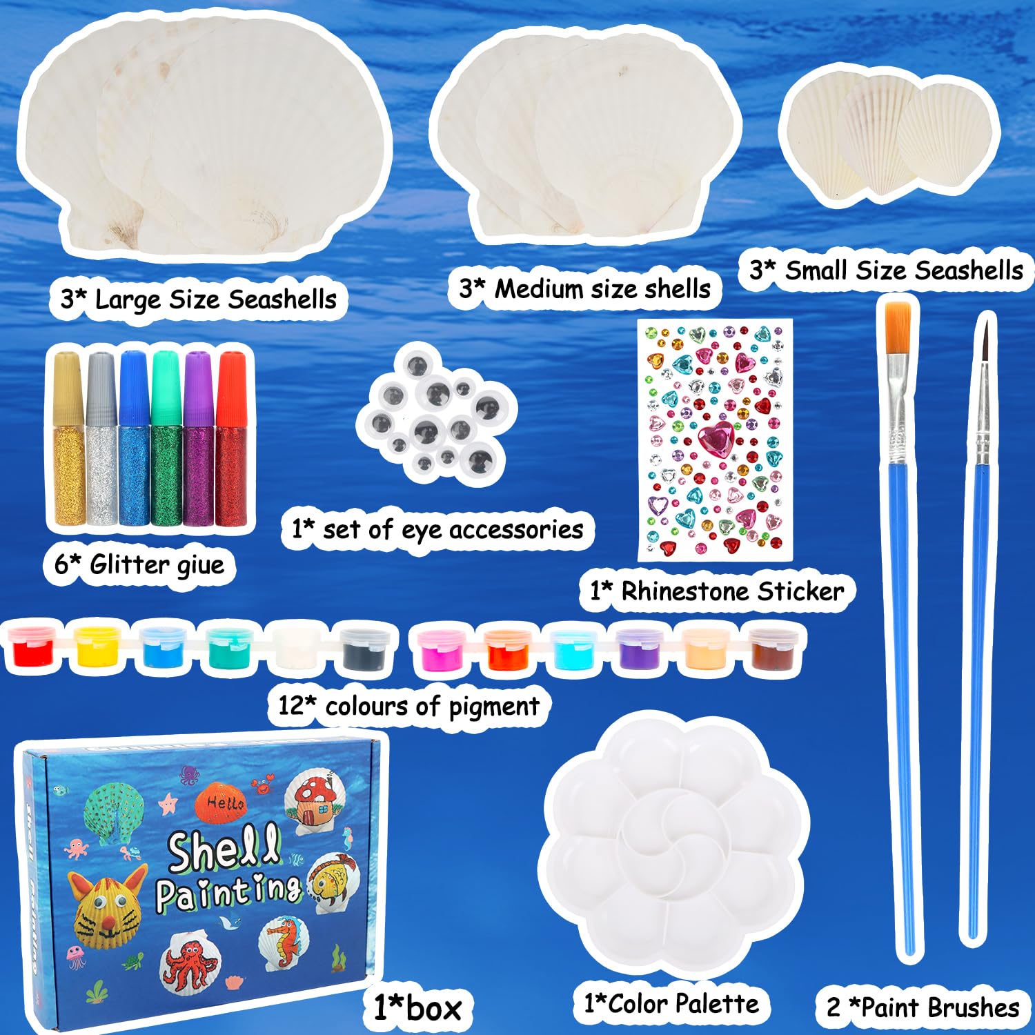 OWill Arts and Crafts for Kids,Shell Painting Kits for Kids,Dry