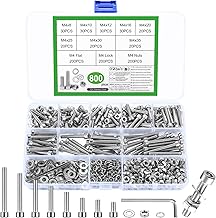 800 Piece M4 Screws Set, Hexagonal Screws Nuts Set, Stainless Steel Cylinder Screws Hexagon Socket Screws with Nuts and Washers Set, Machine Screws Thread Screws Assortment