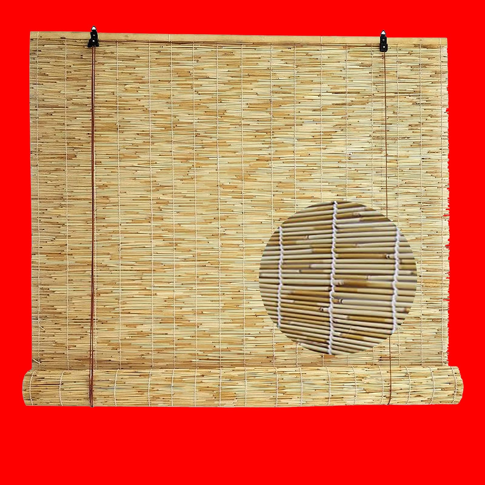 Stores d'extérieur en Bambou, Stores à enroulement en Bambou Naturel for Le Patio, l'intérieur, l'extérieur, Le Jardin et Les fenêtres ; Rideaux en Roseau Naturel.(W120xH230cm/47x91in)