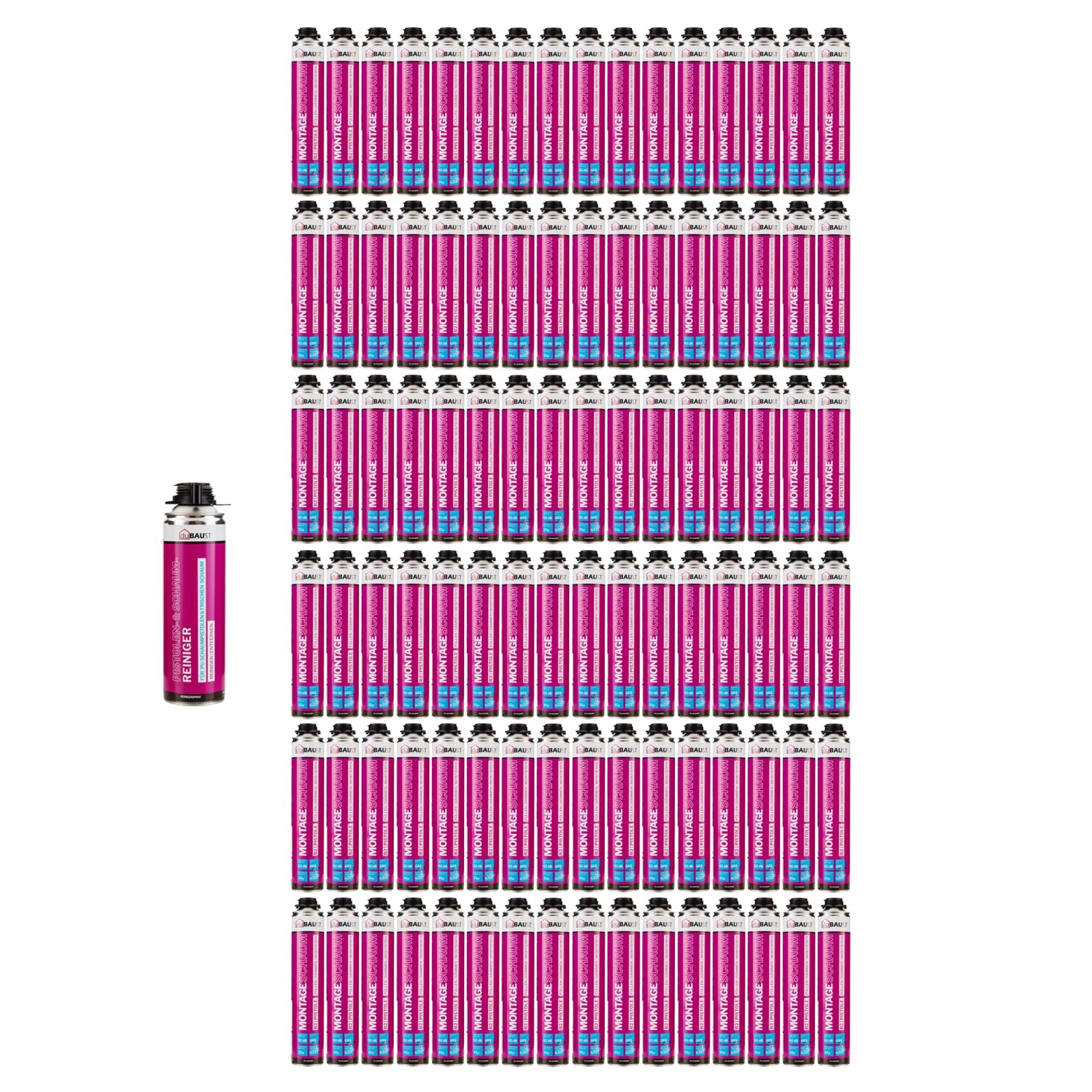 MSP24 - Espuma de montaje para pistola, 750 ml, espuma de relleno de poliuretano, alta insonorización, aislamiento térmico, aislante B2 (con limpiador PRS24, 500 ml, 96 x 750 ml)