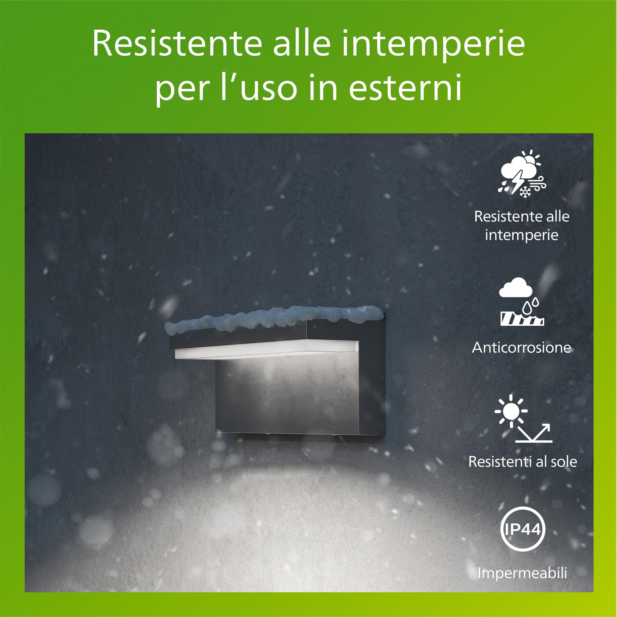 Philips Bustan Applique LED, Lampada da Esterno, 9 W, 1.000 lm, Luce Bianca Fredda 4.000 K, Resistente a Intemperie IP44, Intensità Regolabile, LED Integrato, Alluminio, Grigio Antracite