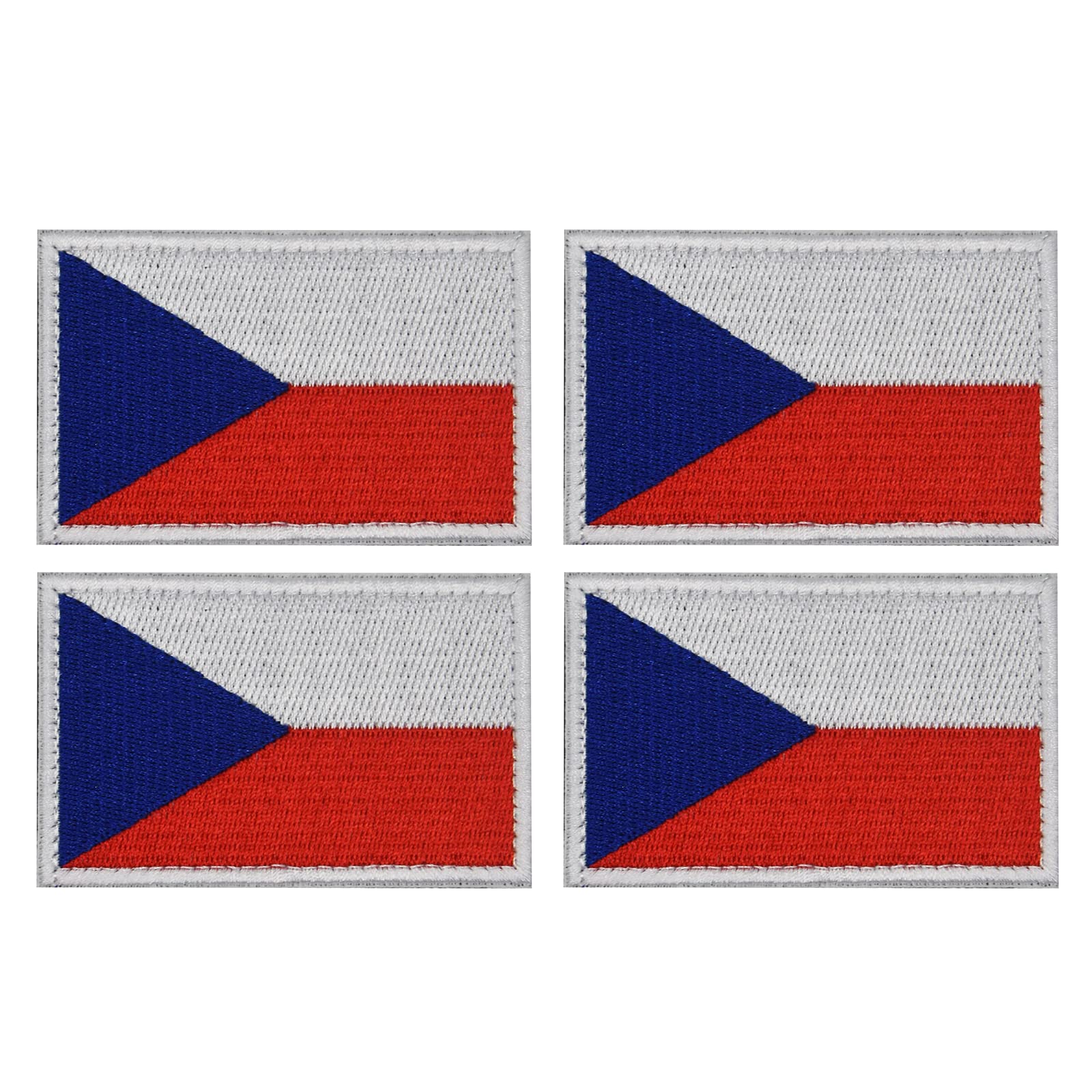 4 PCS Czech Republic Flag Patch Embroidery Tactical Military Patch Hook and Loop for Backpacks Caps Hats Jackets T-Shirt Pants