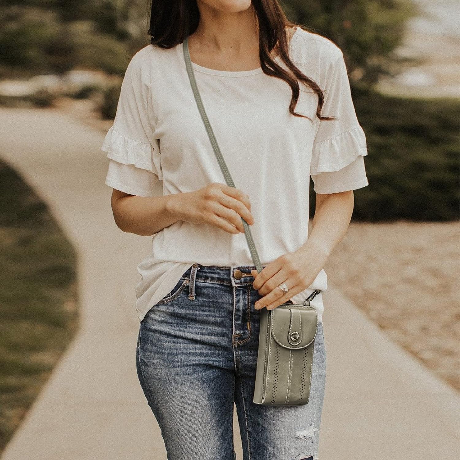 S-ZONE Women RFID Blocking Crossbody Cell Phone Purse Small Faux Leather Wallet Purse - Image 2