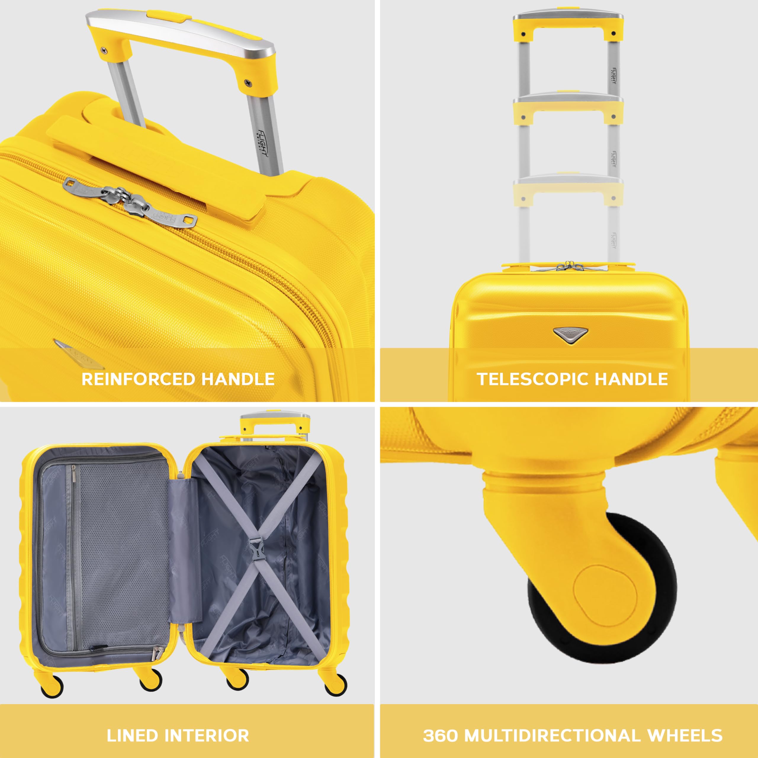 Flight Knight Cabin Suitcase 55x40x20 Ryanair Priority, EasyJet, Jet2 Lightweight Small Durable 4-Wheel Cabin Case, Carry-On for Over 60 Airlines, Hard Shell, 10kg Hand Luggage Bag (55 x 40 x 20 cm)