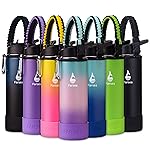 Farsea Insulated Water Bottle With Paracord Handle, Protective Boot and 2 Lids (Straw Lid & Spout Lid), Stainless Steel Water Bottle Wide Mouth, Double Wall Sweat-Proof BPA-Free, 24 oz