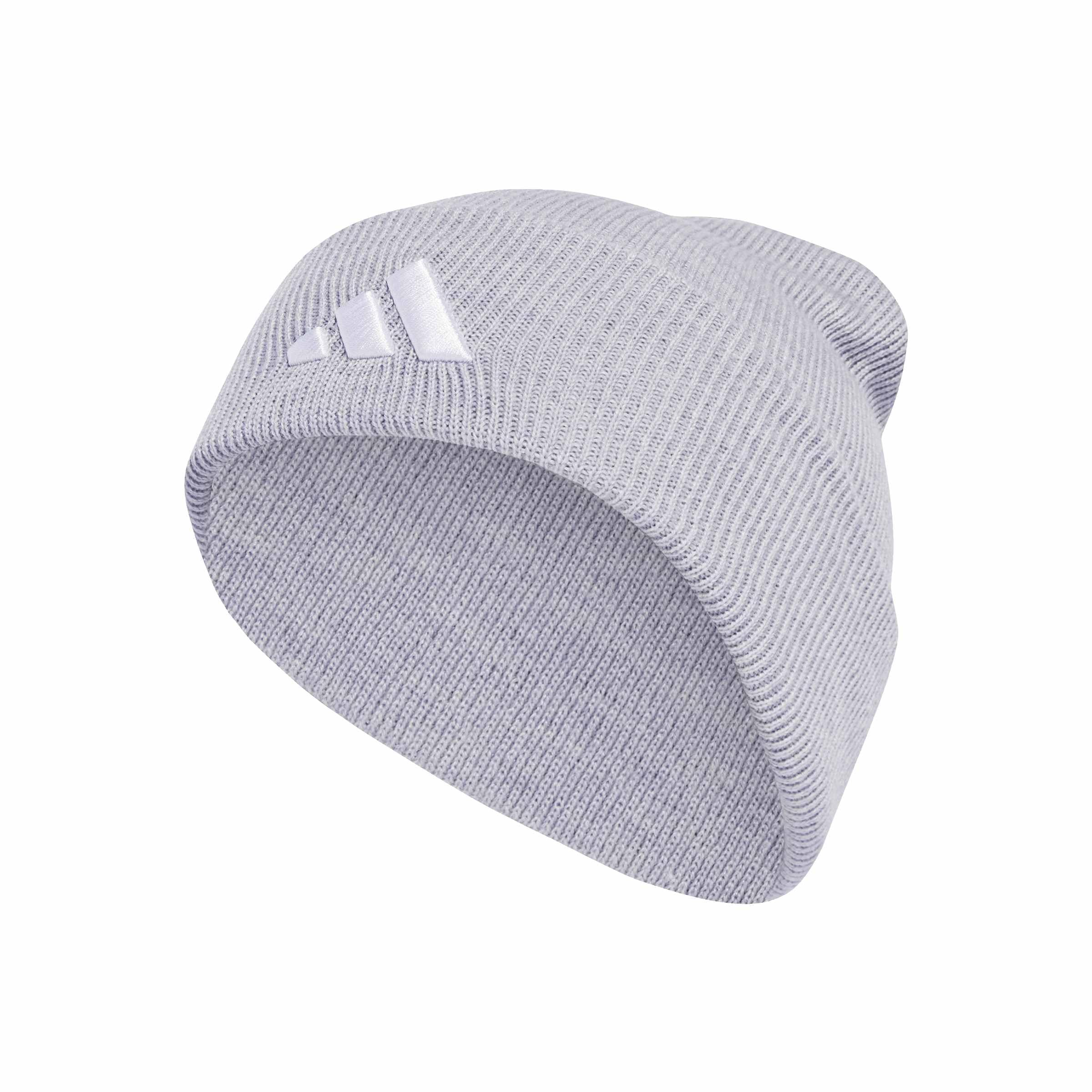 adidas Unisex New Logo Beanie Cuff Hat, Light Grey Heather/White, M-L