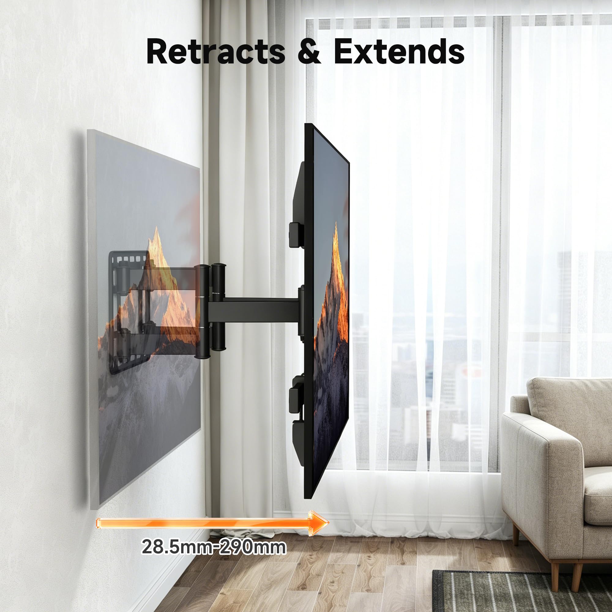 XINLEI MAUS02LITE MAUS02LITE - Supporto da parete per TV da 32-65 pollici, orientabile e inclinabile, con 6 bracci articolati, VESA max 400 x 400 mm, capacità massima 40 kg, compatibile con montanti