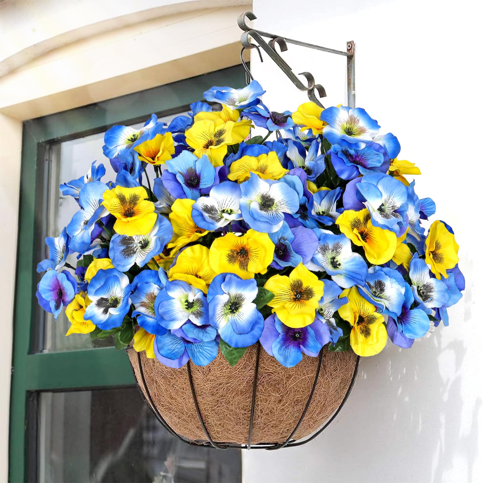 Fiori artificiali del viole del pensiero, fiori finti per esterni, resistenti ai raggi UV, in plastica, piante finte per portico anteriore, giardino, finestra, fioriera, decorazione da