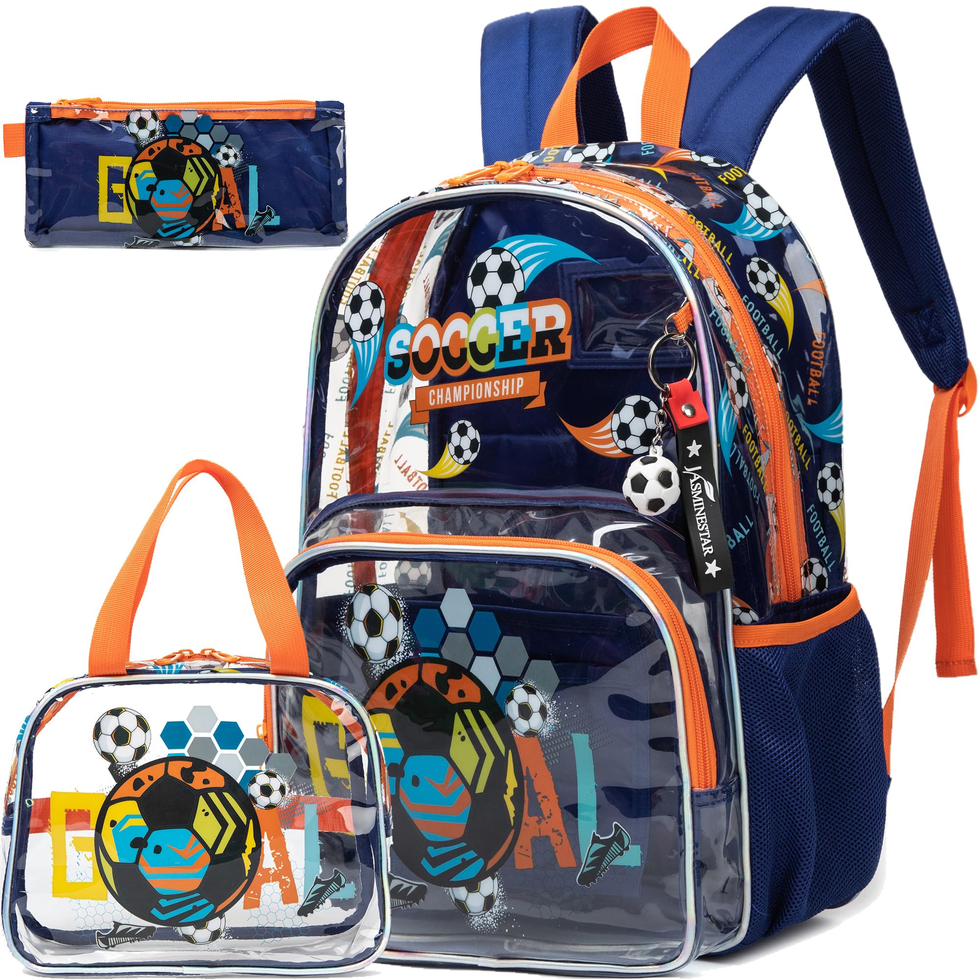Meetbelify Clear Backpack for Boys School Backpacks for Elementary Preschool Student Kids 16inch Transparent School Bag with Lunch