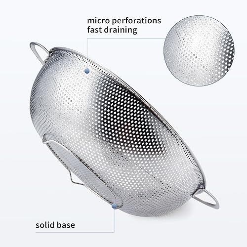 Miniatura 3 de Juego de colador y colador de acero inoxidable (5 cuartos de galón y 3 cuartos de galón), coladores de metal con base, colador para alimentos de