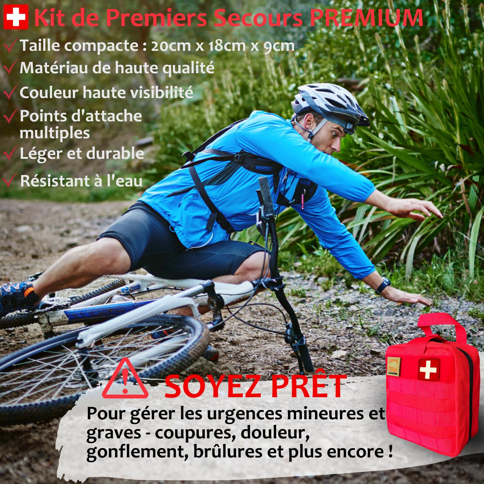 Trousse de Secours Ultra Complète - Kit de Premiers Soins 150 pièces - Pharmacie de Voyage - Urgences Maison Bureau Camping Voiture Bateau