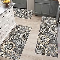 Vista 6 de Bsmathom Juego de Alfombras de Cocina Boho 3 Piezas, Alfombra de Cocina Antideslizante de Estilo Granja, Alfombras de Cocina Lavables