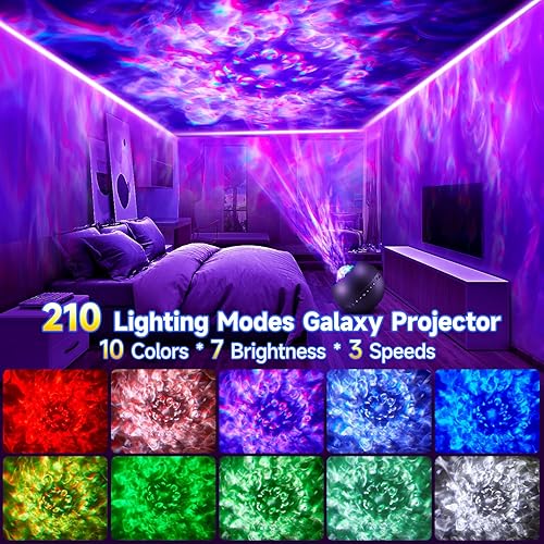 Miniatura 2 de Proyector de luz Galaxy, proyector de techo de 210 efectos de luz, proyector de galaxia de ruido blanco de 15 para dormitorio de adultos, luces de