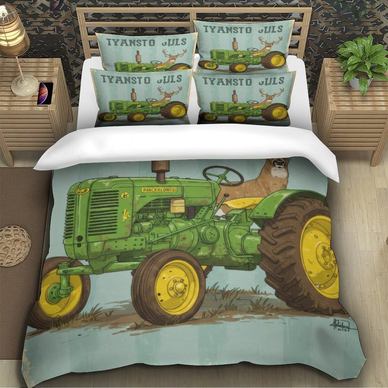 Traktor Hirsch Bettwäsche Set 3D Mikrofasern Kinder Jugend