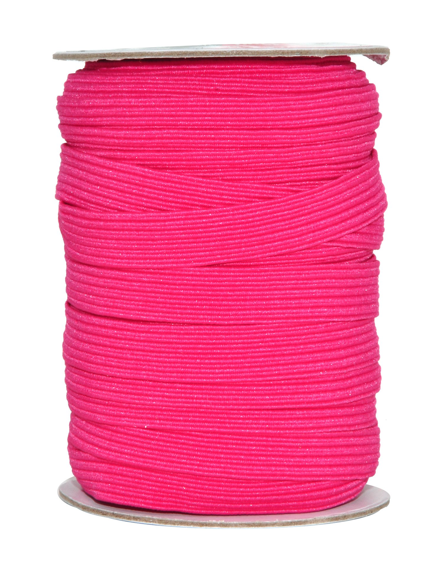Mandala Crafts 12mm 20 Yds Roll of Hot Pink Elastic Bands for Sewing - 1/2 Flat Elastics Cord - 1 2 Inch Braided Stretch Straps for Crafting