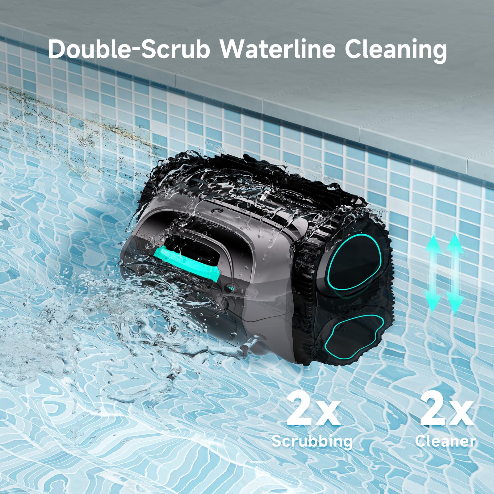 (2026 Upgrade) WYBOT C1 Pool Vacuum Robot for Above Ground & Inground Pool, 150mins Cordless Pool Cleaner, 4-in-1 Wall/Waterline/Platform Cleaning up to 1,614 sq.ft, Smart Navigation, App Control — view 4