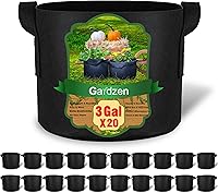 Gardzen 20-Pack 3 Gallon Fabric Grow Bags with Handles - Aeration Pots for Healthy Roots, Reusable Plant Containers