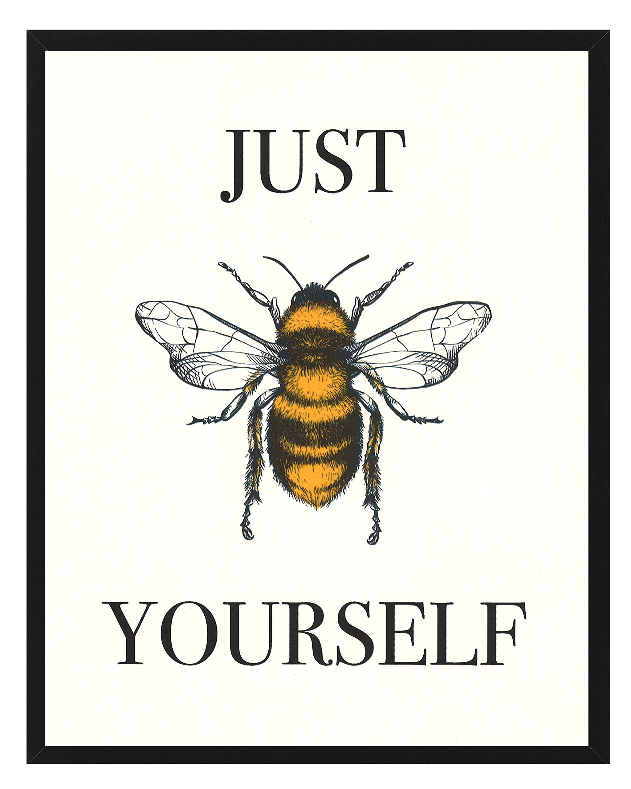 Just Be Yourself Motivational Wall Art Honey Bee Print 8x10