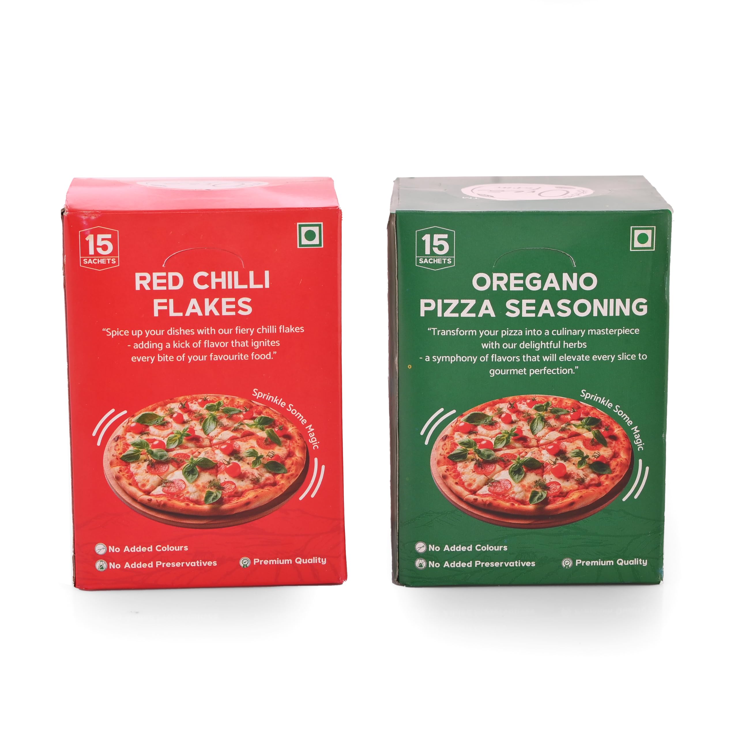 Orea Farm Oregano Pizza Seasoning & Chilli Flakes Sachets Combo Box | Oregano Pizza Sachets 15 * 10g (150g) | Red Chilli Flakes Sachets 15 * 7g (105g) - Image 4 thumbnail