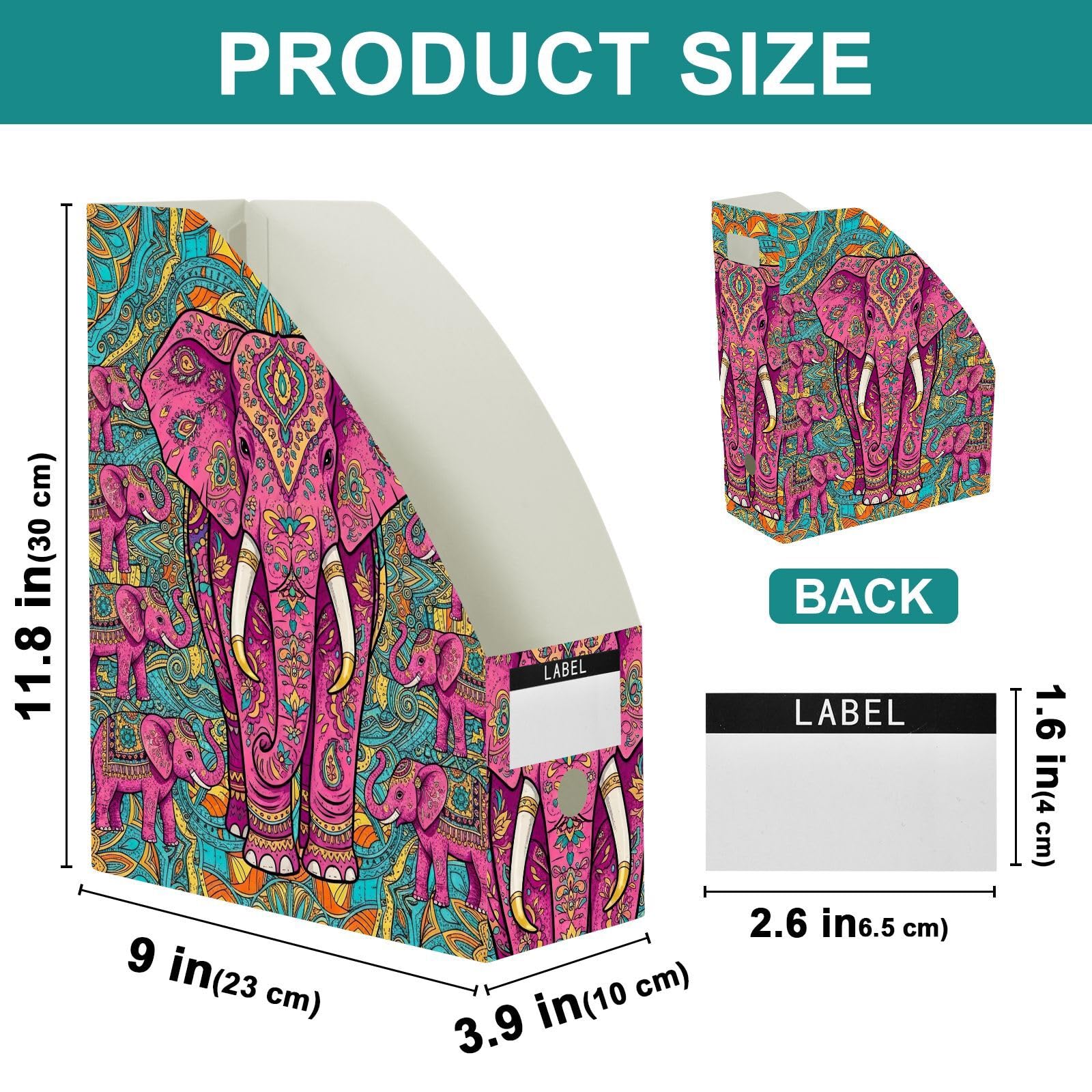 Colorful Elephant Pink Paper Organizer per scrivania