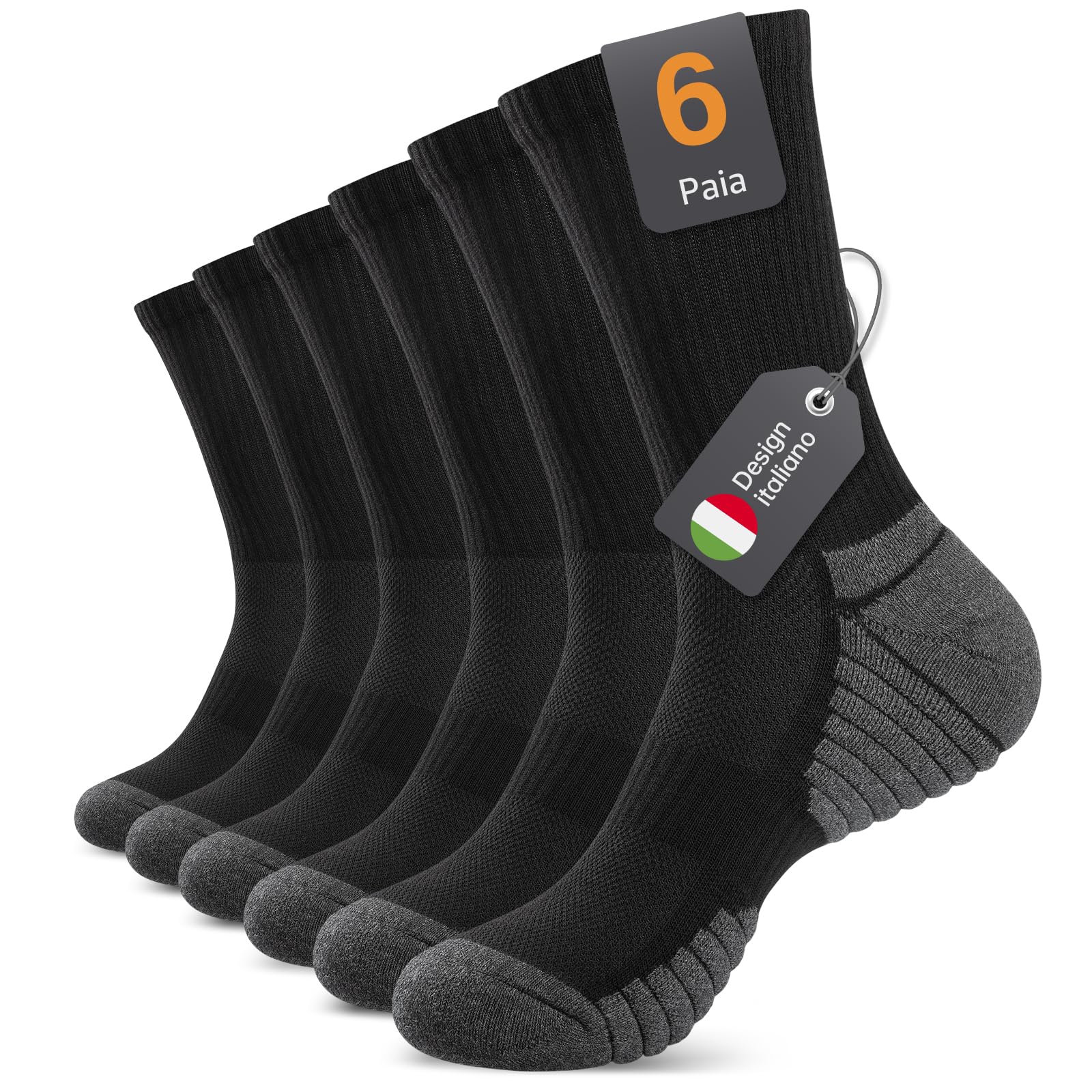 Alaplus Calzini Lunghi Uomo Donna 6 Paia, Calze lavoro in Cotone Traspiranti Antiscivolo, Calzini Sportive Uomo Estive Ideali per Running Trekking