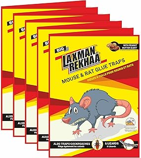 Laxman Rekha Large Glue Rat Pad Mouse Glue Traps with Enhanced Stickiness | Mouse and Insect Glue Sticky Pads Trap | Best for Rodents Mouse Lizards Cockroaches Spiders and Other Pest (Pack of 5)